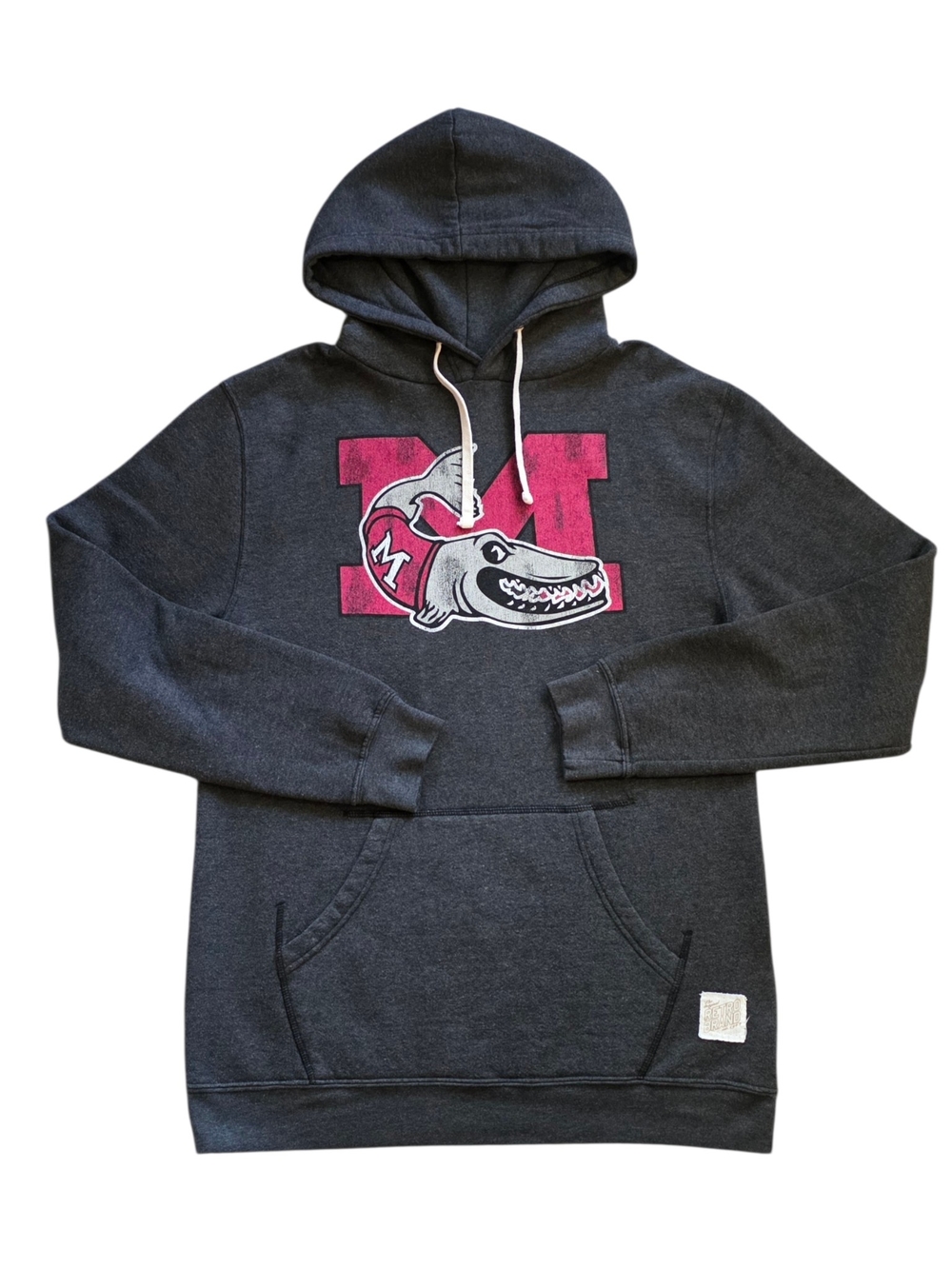 Muskingum University Fighting Muskies Large Gray Original Retro Brand Hoodie